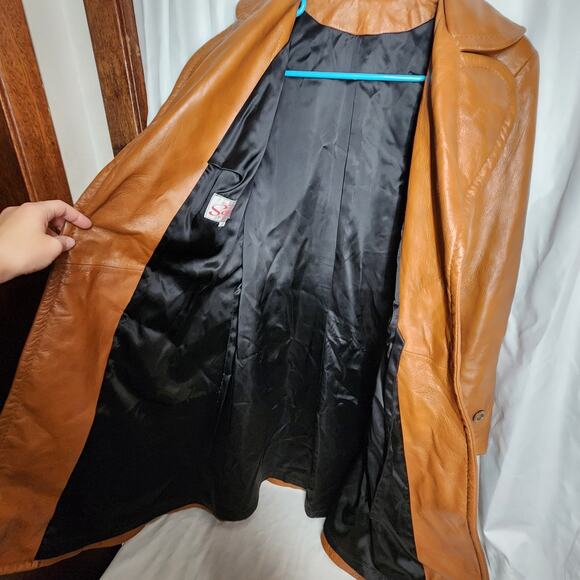 Scully 60s-70s Lamb Skin Leather Trench Scalloped Yoke Women's Size 12 - Picture 6 of 11